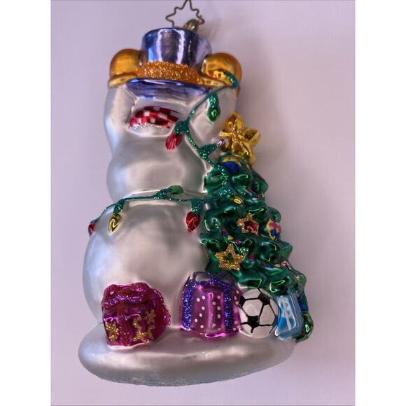 Christopher Radko Snowman Glowman Glass Christmas Tree 5 in Blown Ornament - Picture 5 of 15